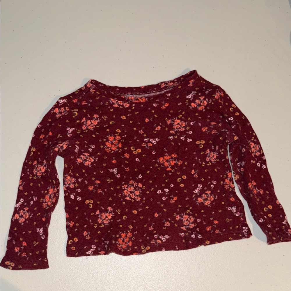 Old Navy Floral Long Sleeve Tee - Burgundy